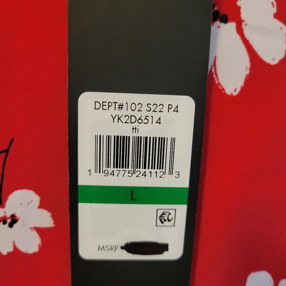 Karl Lagerfeld Paris Red Floral Short Sleeve Blouse | Size L | NWT - Picture 7 of 9